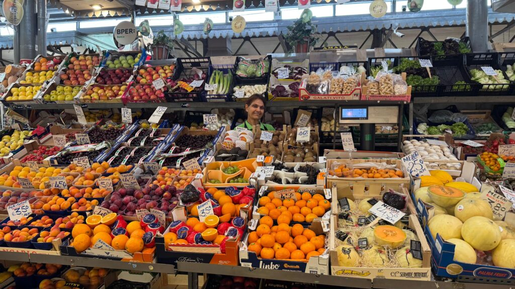 Detail of the Il Nuovo Frutteto stall, Mercato Albinelli in Modena