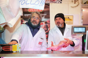 Detail of the Al Carni stall, Mercato Albinelli in Modena