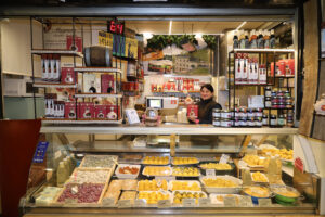 Detail of the Il Piccolo Mugnaio stall, Mercato Albinelli in Modena
