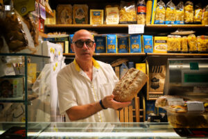 The Panetteria Tania e Alfredo counter display at Mercato Albinelli in Modena