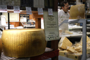 Detail of the Vanna e Roberto Formaggi stall, Mercato Albinelli in Modena
