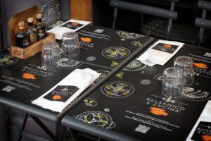 The Balsamico e Cucina Monari Federzoni stall at Mercato Albinelli in Modena