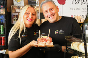 Produce from Vino e Tortellino, delicatessen at Mercato Albinelli in Modena