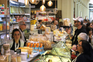 Detail of the Boutique del Formaggio stall, Mercato Albinelli in Modena