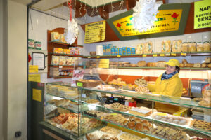 Produce from Forno delle Rose, bakery at Mercato Albinelli in Modena