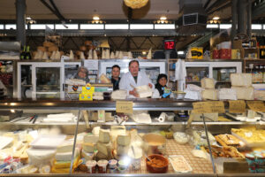 The Formaggeria Martinelli stall at Mercato Albinelli in Modena