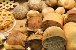 The Panetteria Boni counter display at Mercato Albinelli in Modena