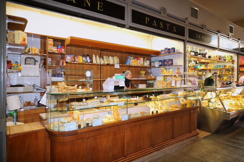 Produce from Pamela Campedelli Forno, bakery at Mercato Albinelli in Modena